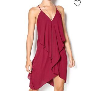The Impeccable Pig Burgundy Flowy Wine Drape Back Dress, size S new with tag